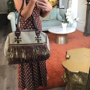 Katherine kwei knitted leather canvas bag